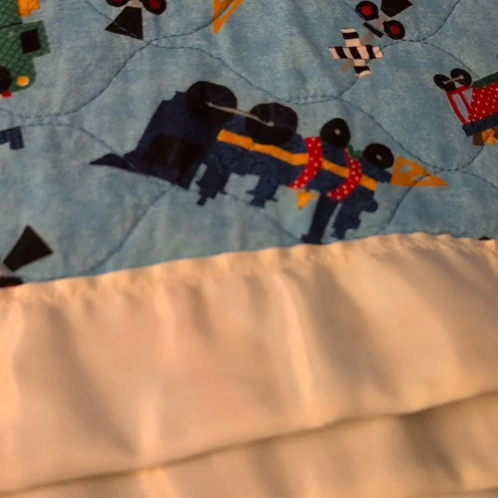 Vintage homespun train print kids quilt‎